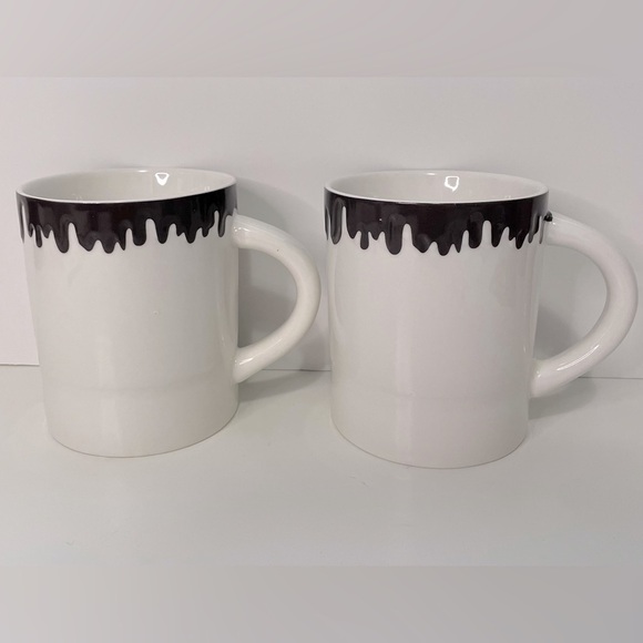 2 Indigo Ceramic Hot Chocolate Mugs with Cookie Slot - Picture 3 of 7